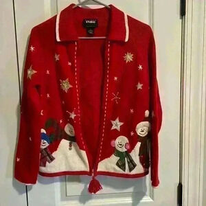 Designer Originals Studio Vintage Snowman Sweater Jacket size S